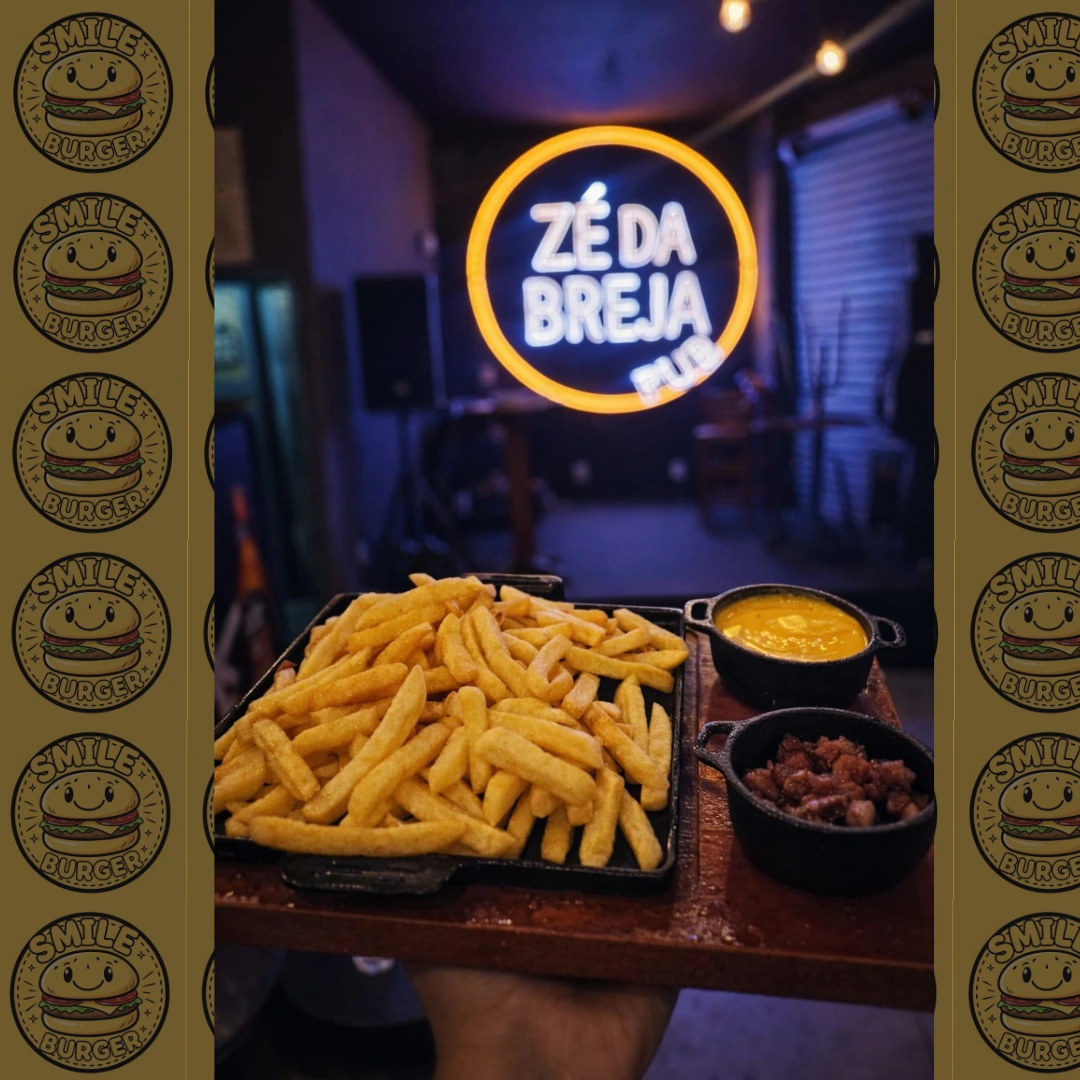 Fritas com cheddar e bacon